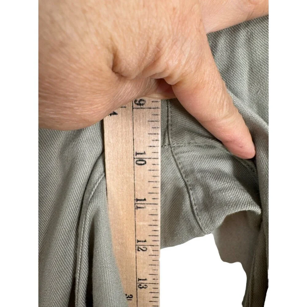 NYDJj Crop Wide Leg 90s Linen Blend Trouser Pants Mid-Rise Lift Tuck Sand‎ sz 8 - Picture 8 of 13